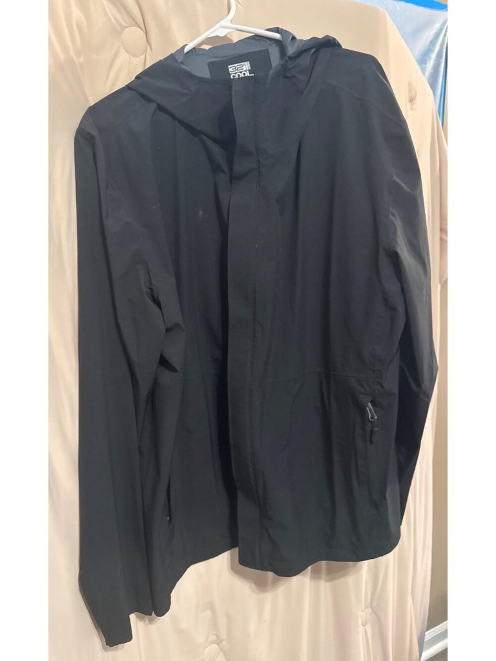 32 Cool Black Raincoat EUC XXL Men's Hooded Full Zip